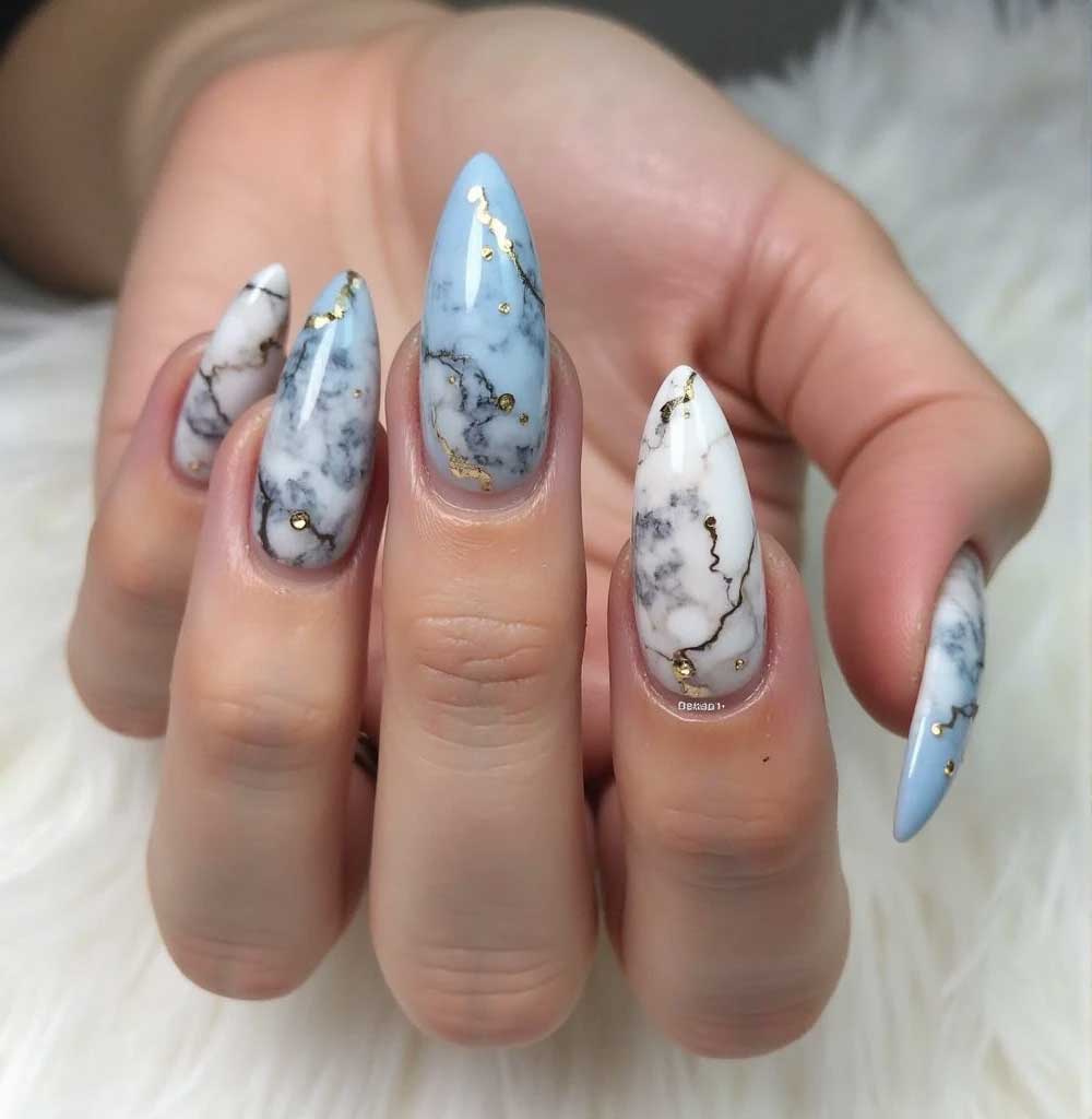 Blue Marble Nail Designs